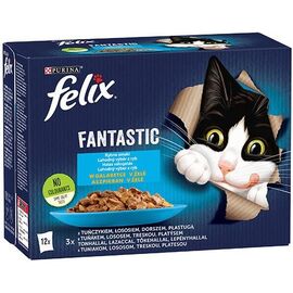 PURINA NESTLE FELIX FANTASTIC FISH FLAVORS IN JELLY WITH TUNA, SALMON, COD AND FLATFISH - (12X 85 G)