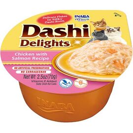 INABA DASHI DELIGHTS CHICKEN WITH SALMON IN BROTH - CAT TREATS - 70G