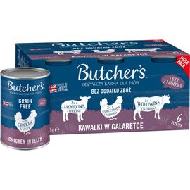 BUTCHER'S ORIGINAL RECIPE IN JELLY MIX SMAKÓW Z WĄTRÓBKĄ LUB NERKAMI KAWAŁKI W GALARETCE KARMA DLA PSA 6 X 400G