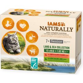 EUKANUBA IAMS NATURALLY SENIOR LAND & SEA COLLECTION - WET CAT FOOD - 12 X 85G
