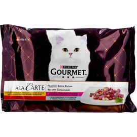 PURINA NESTLE GOURMET A LA CARTE CHICKEN, TROUT, BEEF, AND FISH - WET CAT FOOD - 4 X 85 G