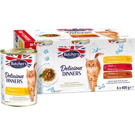 BUTCHER'S DELICIOUS DINNERS MEATY SELECTION IN JELLY - WET CAT FOOD - 6 X 400G