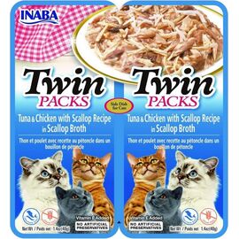 INABA CAT TWIN TUNA WITH CHICKEN AND SCALLOPS IN BROTH – CAT TREAT – 2X40G