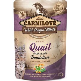 CARNILOVE CAT POUCH WET CAT FOOD QUAIL, DANDELION 85 G