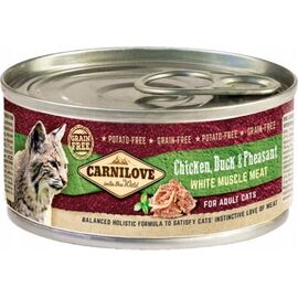CARNILOVE CAT CHICKEN, DUCK & PHEASANT WHITE MUSCLE MEAT – WET FOOD FOR CATS – 100 G