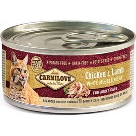 CARNILOVE CAT CHICKEN & LAMB WHITE MUSCLE MEAT – WET FOOD FOR CATS – 100 G