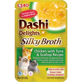 INABA CAT DASHI DELIGHTS SILKY BROTH CHICKEN WITH TUNA & SCALLOP - CAT TREAT - 40G