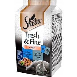 SHEBA FRESH & FINE MINI FISH DISHES IN SAUCE 6 X 50G