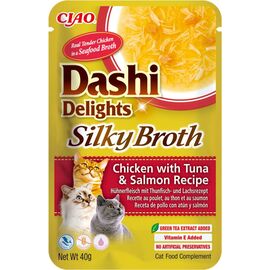 INABA CAT DASHI DELIGHTS SILKY BROTH CHICKEN WITH TUNA & SALMON - CAT TREAT - 40G