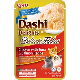 INABA CAT DASHI DELIGHTS DELICATE FLAKES CHICKEN WITH TUNA & SALMON - CAT TREAT - 40G