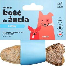 BRIT AZANKI BONE WITH SHRIMP AND BLACK OLIVES IN COD SKIN SHAPED LIKE A FISH – DOG TREAT – 12 CM