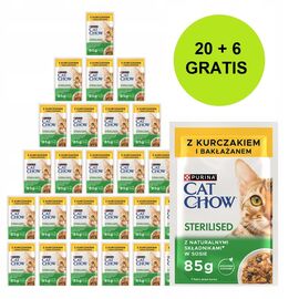 PURINA NESTLE PURINA CAT CHOW STERILISED WITH CHICKEN AND EGGPLANT IN SAUCE - WET CAT FOOD - 26X85G (20 + 6 GRATIS)