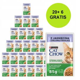 PURINA NESTLE PURINA CAT CHOW STERILISED WITH LAMB AND GREEN BEANS IN SAUCE - WET CAT FOOD - 26X85G (20 + 6 GRATIS)