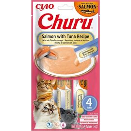INABA CHURU SALMON WITH TUNA RECIPE - CAT TREATS - 4X14G