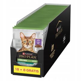PURINA NESTLE PURINA PRO PLAN STERILISED ADULT MAINTENANCE PIECES WITH DUCK IN SAUCE - WET CAT FOOD - 26X85G (18 + 8 GRATIS)