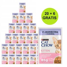 PURINA NESTLE PURINA CAT CHOW KITTEN WITH LAMB AND ZUCCHINI IN SAUCE - WET CAT FOOD - 26X85G (20 + 6 GRATIS)