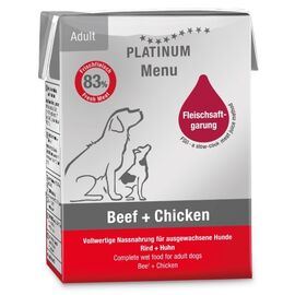 PLATINUM MENU ADULT BEEF+CHICKEN  - WET DOG FOOD - 185G