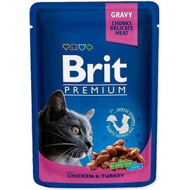 BRIT BR.CAT  POUCHES CHICKEN&TURKEY - MOKRA KARMA DLA KOTA - 100G