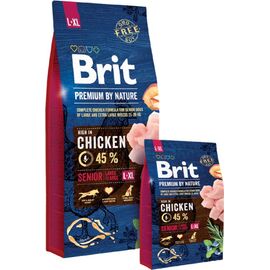 BRIT PREMIUM BY NATURE SENIOR L+XL - DRY DOG FOOD - APPLE, CHICKEN, CORN 15 KG