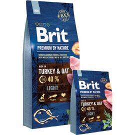 BRIT PREMIUM BY NATURE LIGHT - DRY DOG FOOD - APPLE, CHICKEN, CORN, TURKEY 15 KG
