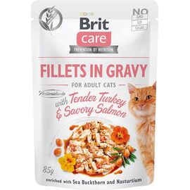 BRIT CARE FILLETS IN GRAVY TURKEY AND SALMON IN SAUCE - WET CAT FOOD - 85 G