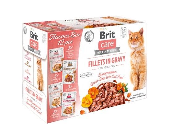 BRIT CARE CAT ADULT FILLETS IN GRAVY - WET CAT FOOD - 12X 85G