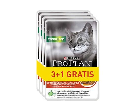 PURINA NESTLE PURINA PRO PLAN STERILISED BEEF  - WET CAT FOOD - 85G 3+1