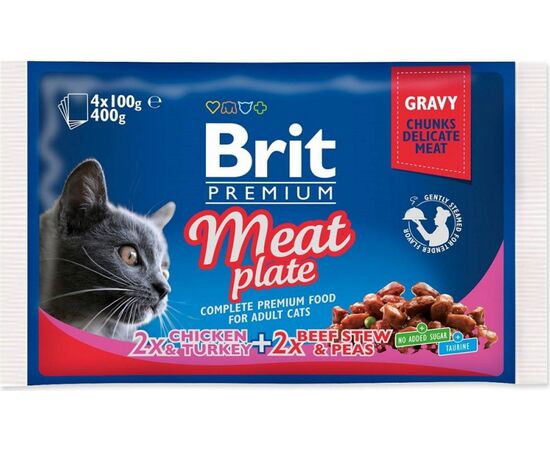 BRIT PREMIUM CAT MEAT PLATE - WET CAT FOOD - 4X100G