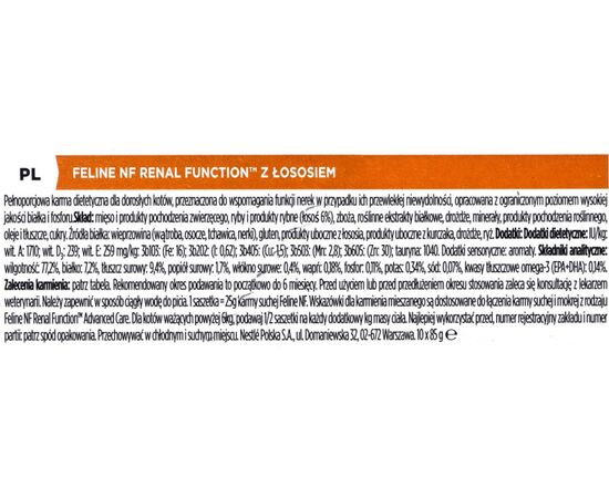 PURINA NESTLE PURINA NF RENAL FUNCTION FELINE SALMON - WET CAT FOOD - 10X85G
