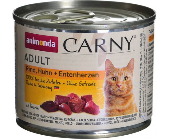 ANIMONDA CARNY ADULT BEEF. CHICKEN AND DUCK HEARTS 200 G