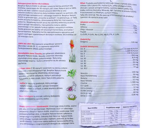 BEAPHAR NATURE RABBIT FOOD - 3 KG