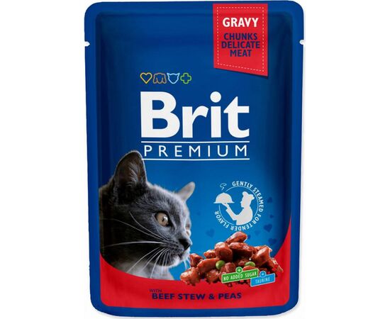 BRIT PREMIUM CAT BEEF STEW&PEAS - WET CAT FOOD - 100G