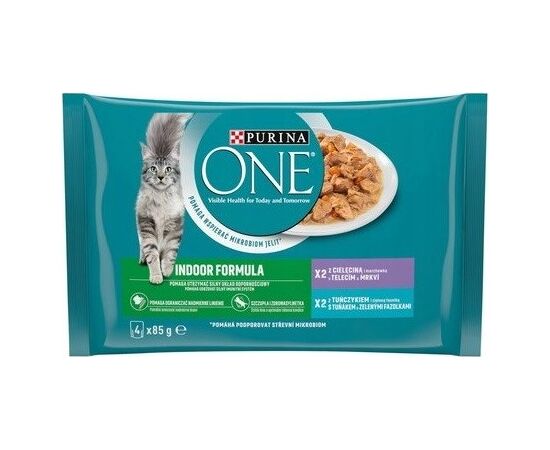 PURINA NESTLE PURINA ONE INDOOR TUNA, VEAL - WET CAT FOOD - 4X85G
