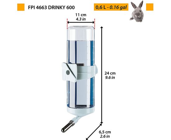 FERPLAST DRINKS - AUTOMATIC DISPENSER FOR RODENTS - LARGE, GREY