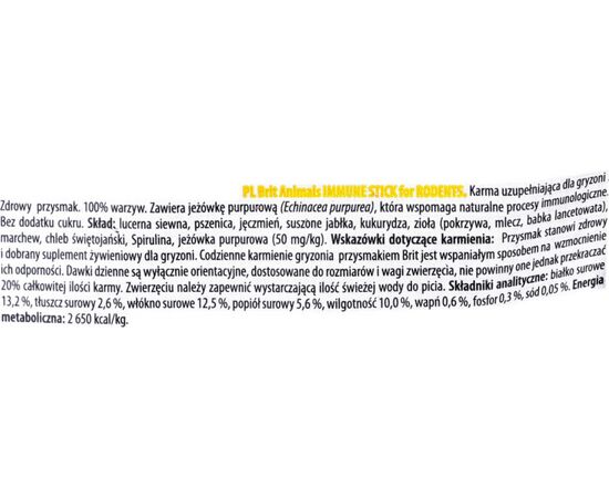 BRIT ANIMALS IMMUNE STICK FOR RODENTS - 80 G RODENT TREAT