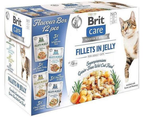 BRIT CARE FILLETS IN JELLY FLAVOUR BOX- WET CAT FOOD - 12 X 85G
