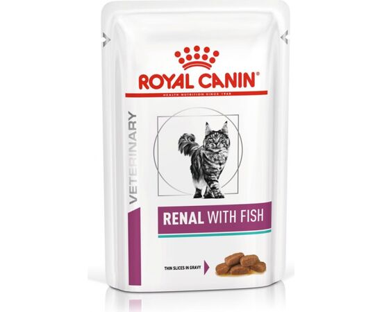ROYAL CANIN RENAL WITH FISH WET CAT FOOD CHUNKS IN SAUCE CHICKEN, PORK, SALMON 12X85 G