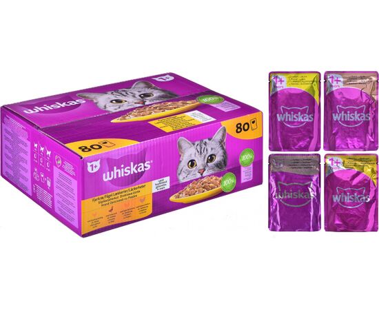 WHISKAS POULTRY FEASTS IN JELLY - WET CAT FOOD - 80X85 G