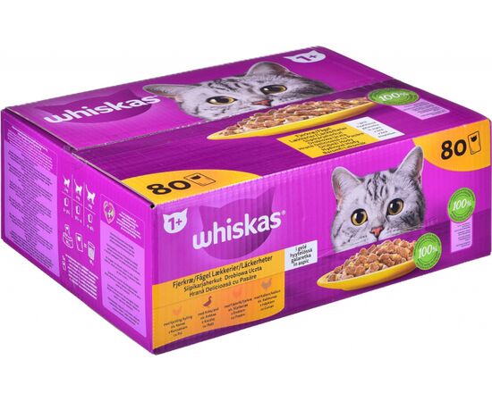 WHISKAS POULTRY FEASTS IN JELLY - WET CAT FOOD - 80X85 G