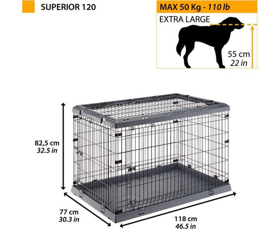 FERPLAST SUPERIOR 120 - DOG CAGE - 118 X 77 X 82.5 CM