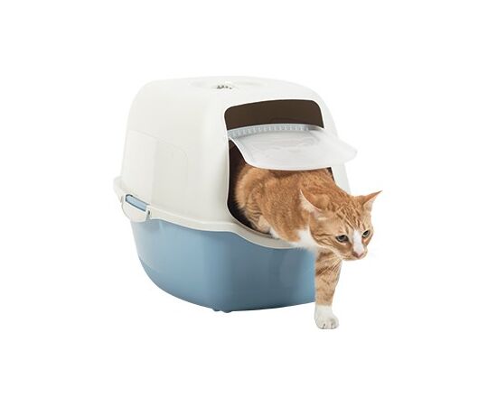 ROTHO BAILEY HOODED LITTER BOX BLUE, WHITE