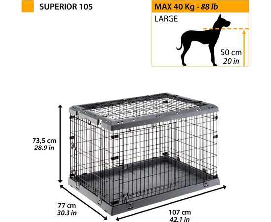 FERPLAST SUPERIOR 105 - DOG CAGE - 107 X 77 X 73.5 CM