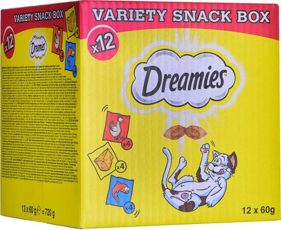 DREAMIES VARIETY SNACK BOX - CAT TREATS - 12X60 G