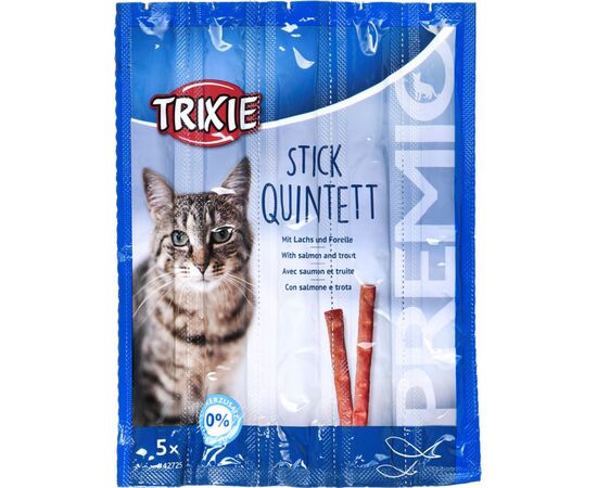 TRIXIE SNACKS PREMIO STICKS-BLACKENED SALMON WITH TROUT-DRY CAT FOOD-5X5G