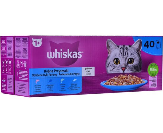 WHISKAS FISH FAVOURITES IN JELLY - WET CAT FOOD - 40X85 G
