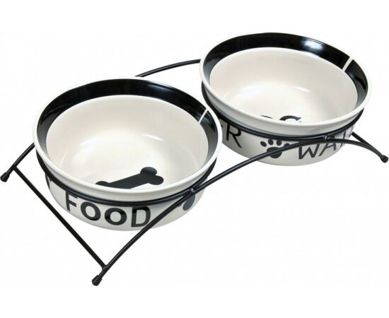 TRIXIE 24641 A SET OF CERAMIC BOWLS ON A STAND 0.6 L