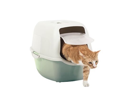 ROTHO BAILEY HOODED LITTER BOX GREEN, WHITE