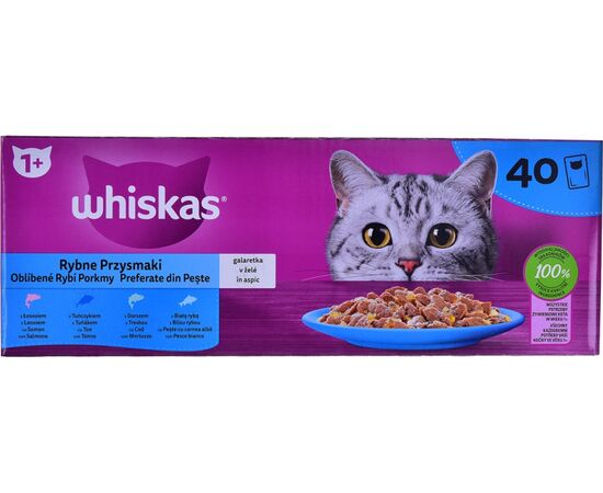 WHISKAS FISH FAVOURITES IN JELLY - WET CAT FOOD - 40X85 G