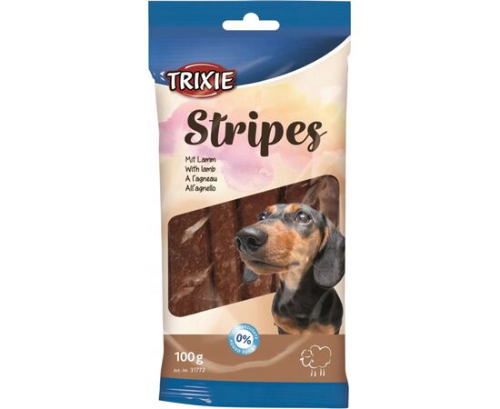 TRIXIE STRIPES WITH LAMB - DOG TREAT - 100G