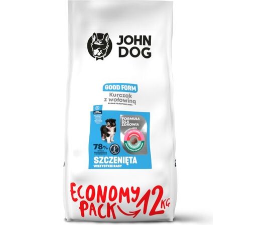 JOHN DOG GOOD FORM PUPPY CHICKEN WITH BEEF - DRY DOG FOOD - 12 KG